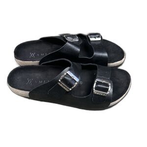 Amiani Sandals Womens 12 Black Footbed Slip On Casual Summer Buckle